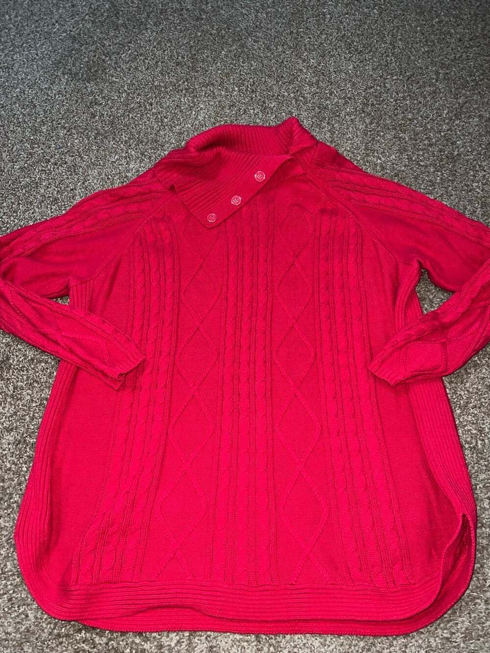 Croft & Barrow Women's Red Cable-Knit Cowl Neck Tunic Sweater, Size 3X